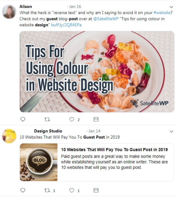 Guest Post search result on Twitter