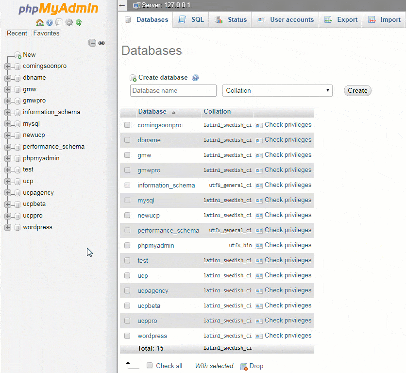 XAMPP Export Database