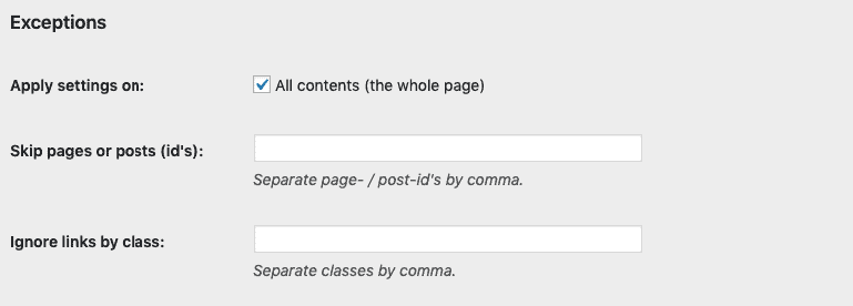 Exceptions for external linking