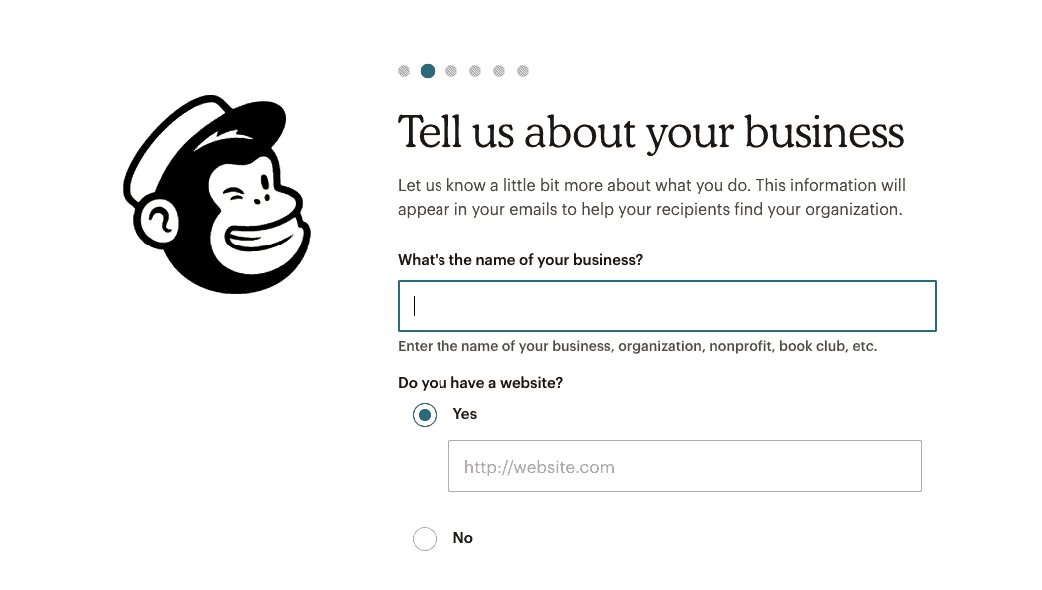 Mailchimp Tell Us about Your Business