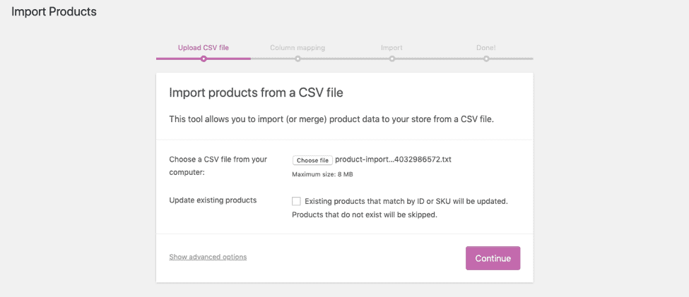 Import Products from CSV