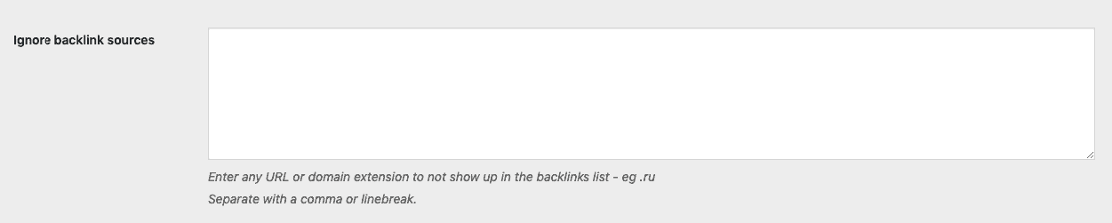 Ignore Backlink Sources