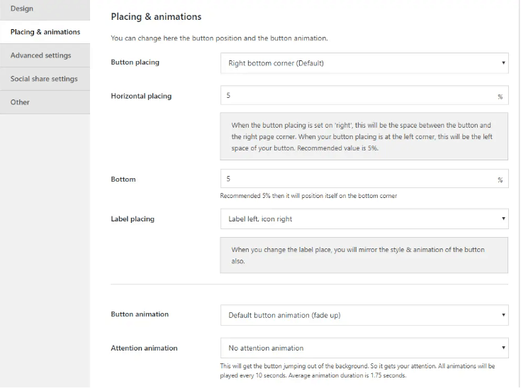Placing and animations page