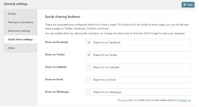Social share tab
