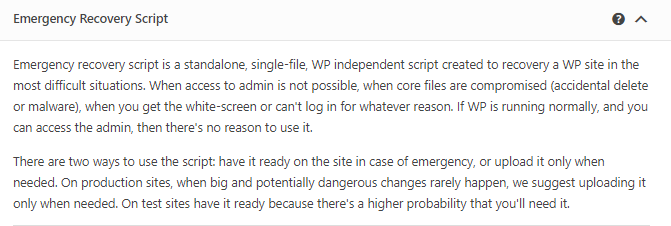 Emergency recovery script