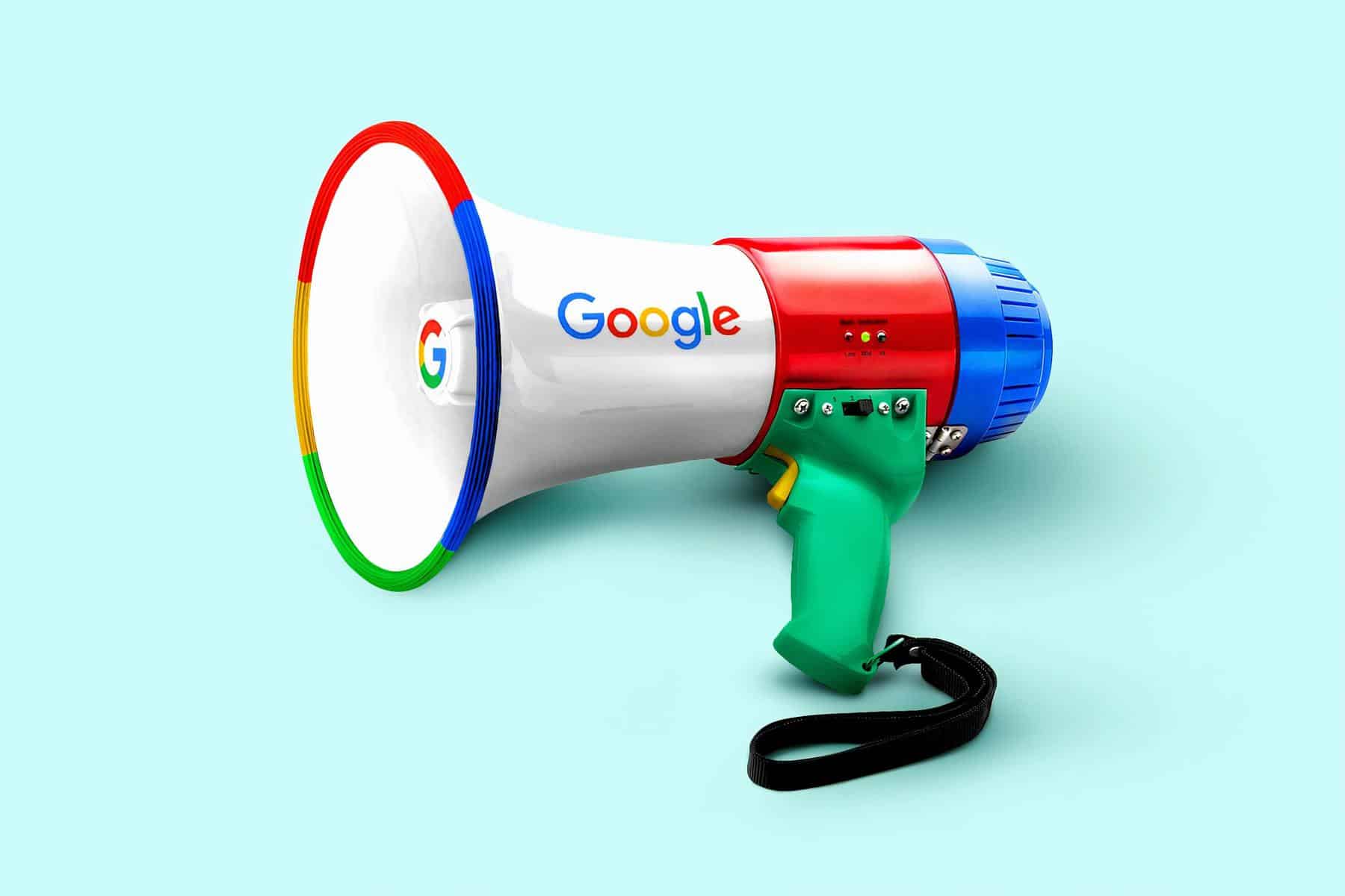 Megaphone with google logo