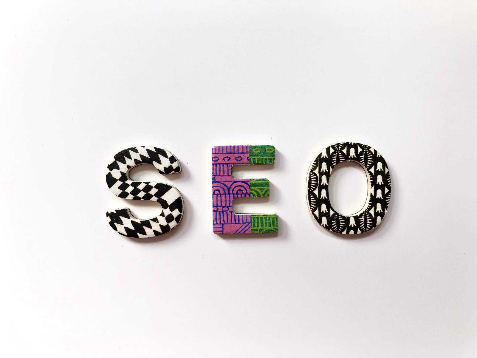 SEO in decorative letters