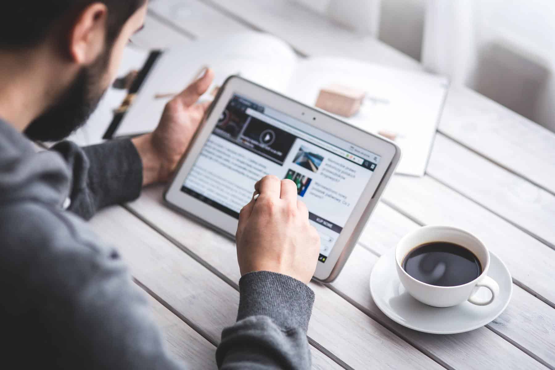 Person reading off of tablet