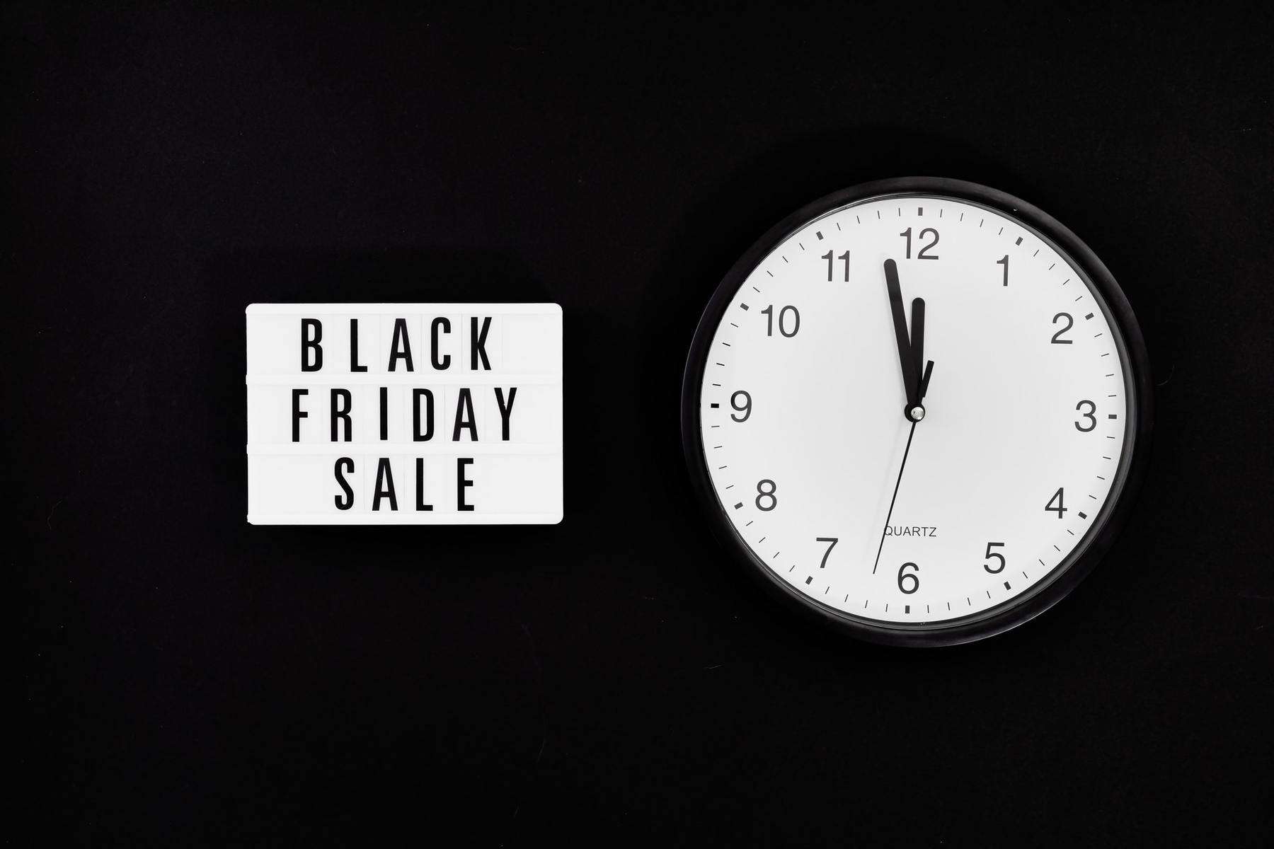 Black Friday sale sign and clock