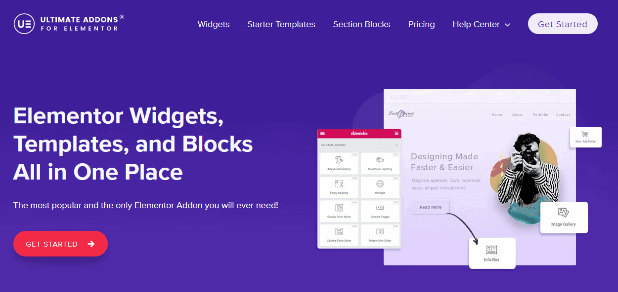 Ultimate Addons for Elementor landing page