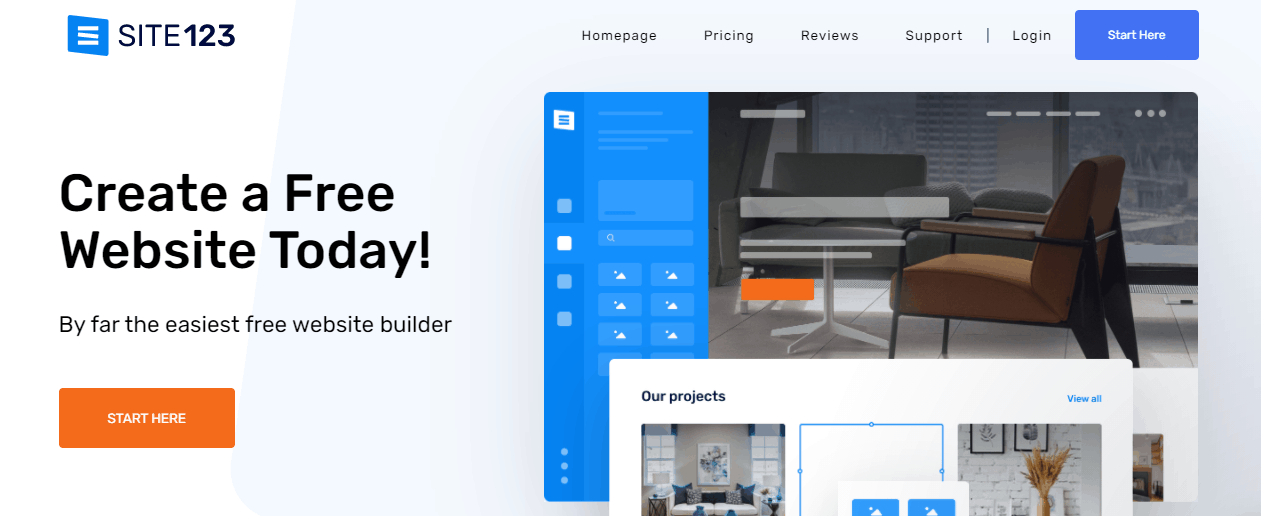 SITE123 landing page