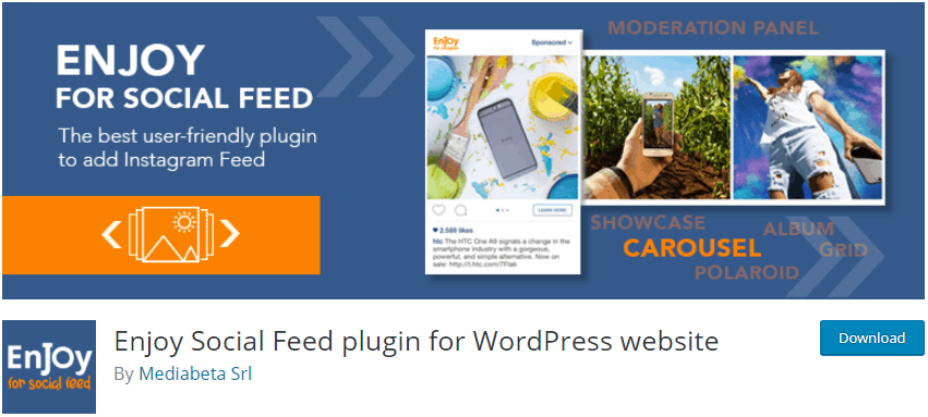 Enjoy Social Feed plugin for WordPress website