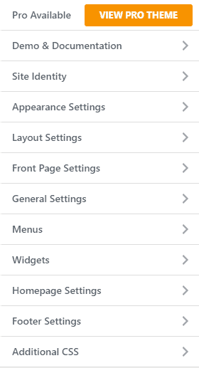 WordPress appearance customization options