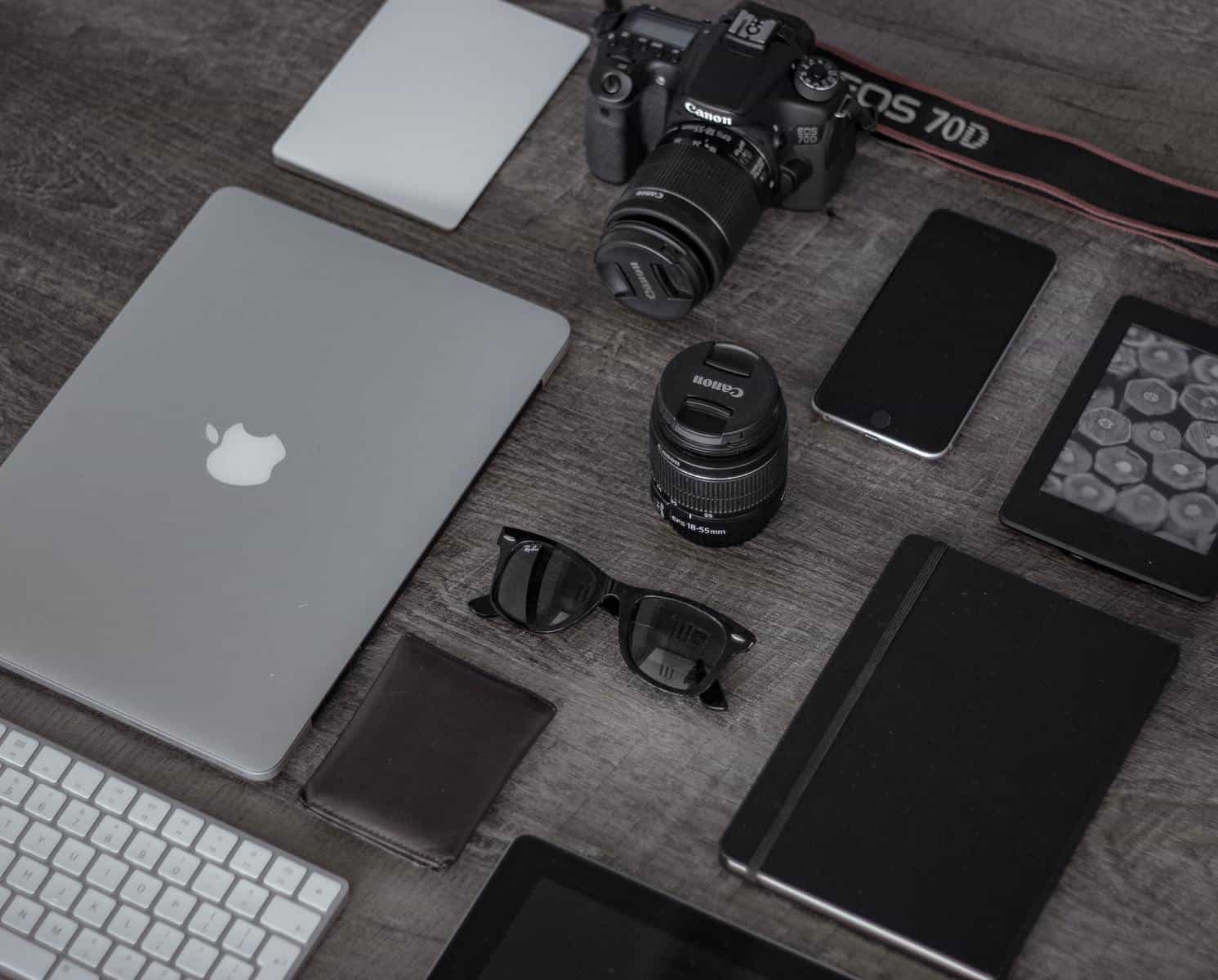 Desk of tech blogger