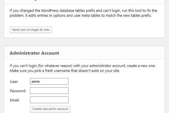 Emergency Recovery Script user roles & privileges and administrator account tools Emergency Recovery Script user roles & privileges and administrator account tools