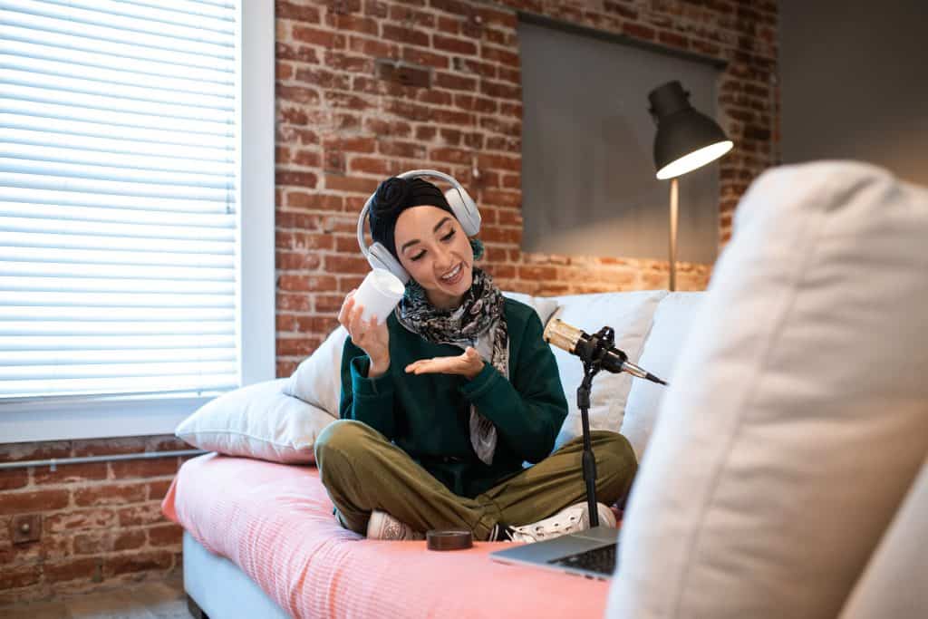 Girl promoting product