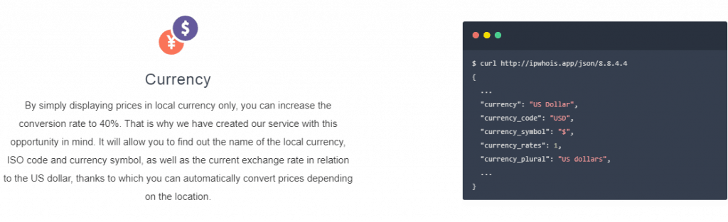 IPWhoIs displayed users currency