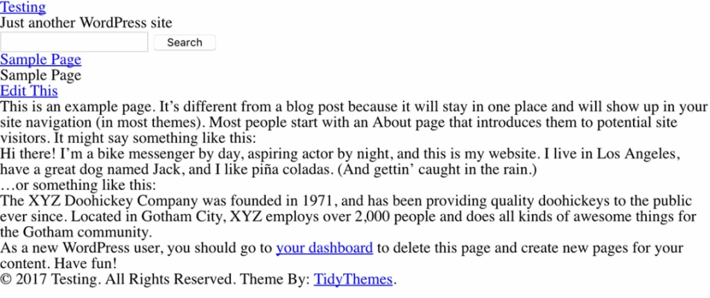 WordPress sample page