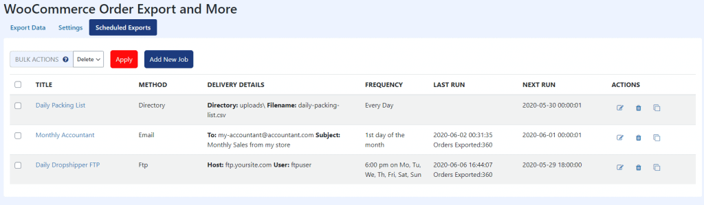 Scheduled Exports