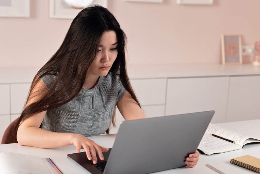 female working on laptop