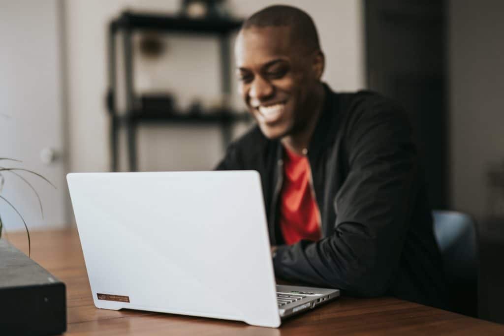 man working on laptop