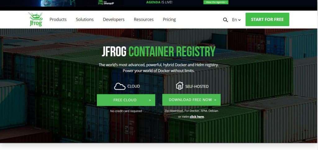 JFrog landing page