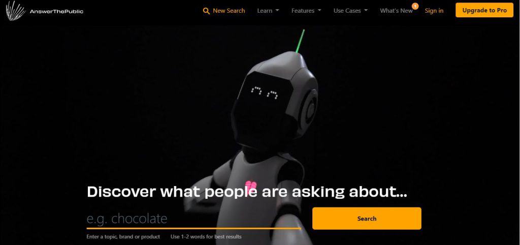 AnswerThePublic landing page