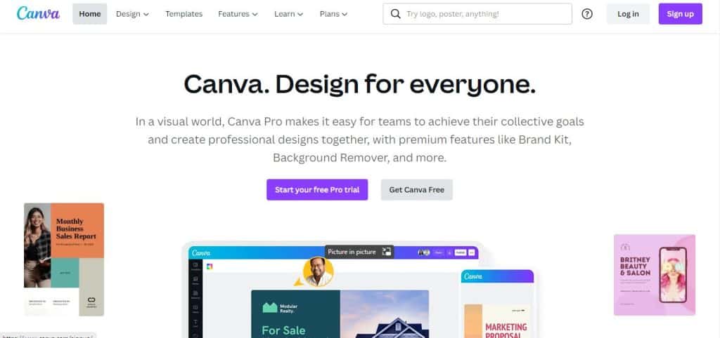 Canva landing page