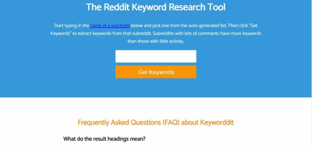 Keyworddit landing page