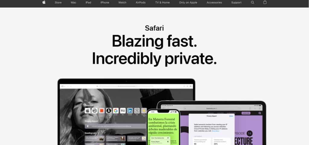 Safari landing page