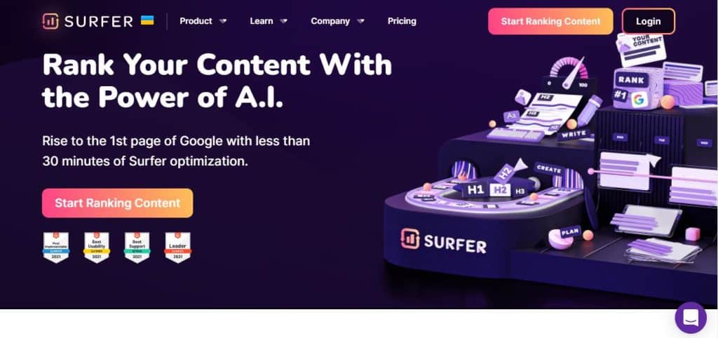 Surfer landing page