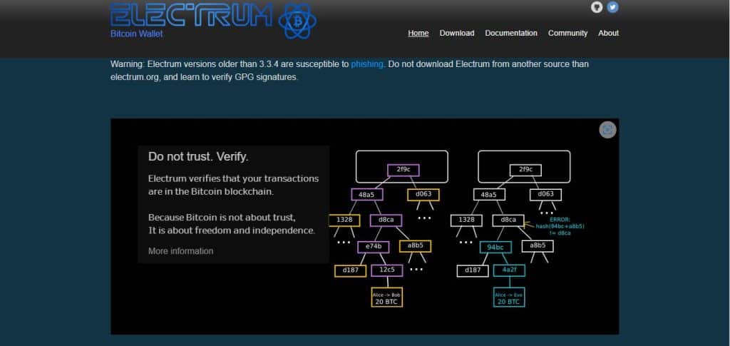 Electrum landing page