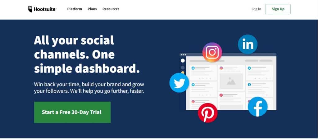 Hootsuite landing page