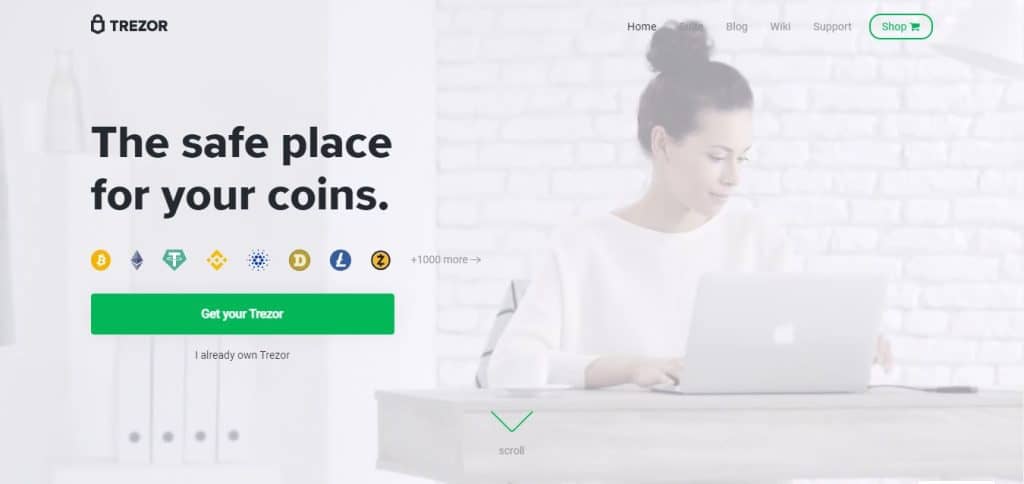 Trezor landing page