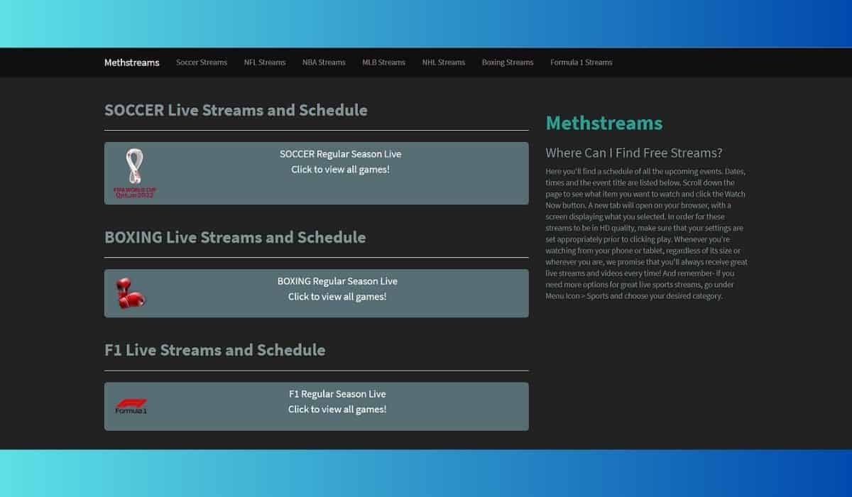 List of Top Sites Like Methstreams & Methstreams Alternatives