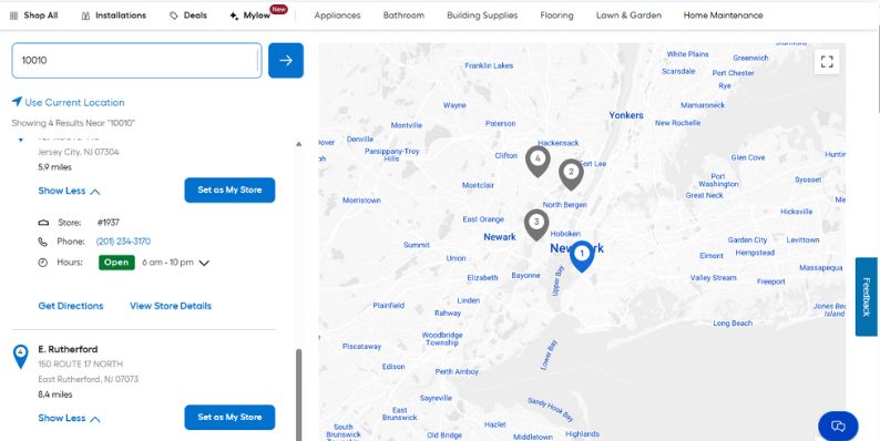 Use the Lowe’s Store Locator