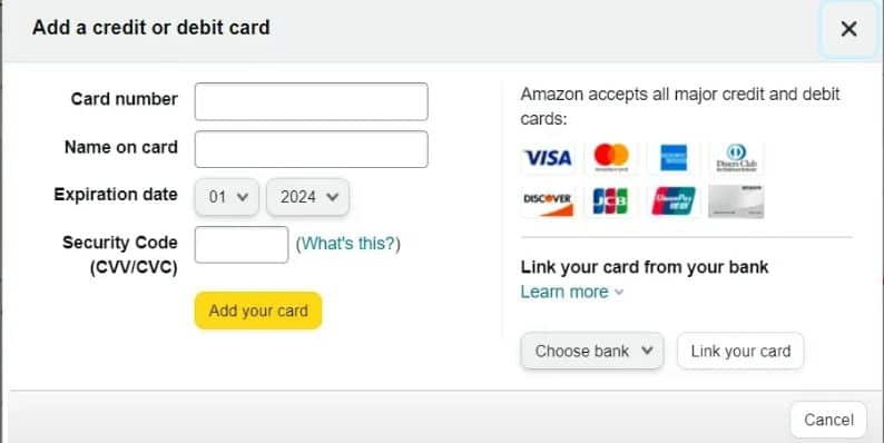 How to Add a Visa Gift Card to Your Amazon Account