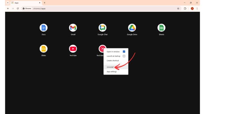 Uninstall YouTube Music Desktop App from Chrome