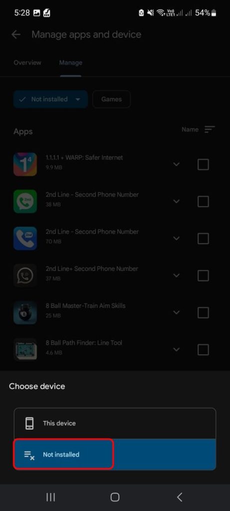 When you tap it, a choice will pop up. Change this selection from “Installed” to “Not installed.”
