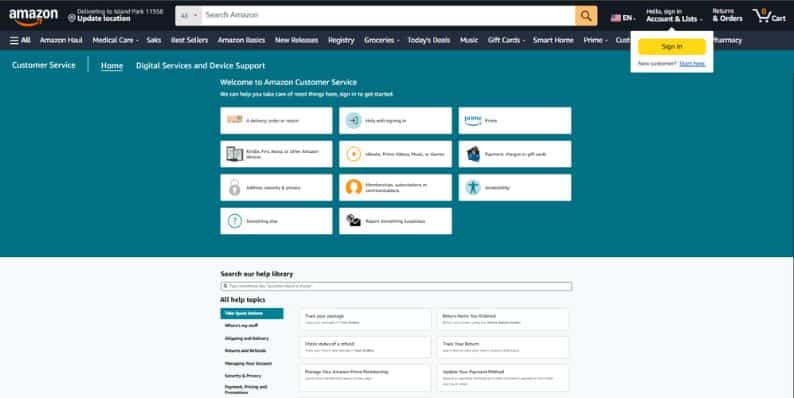 Using the Amazon Website to Reach Customer Service