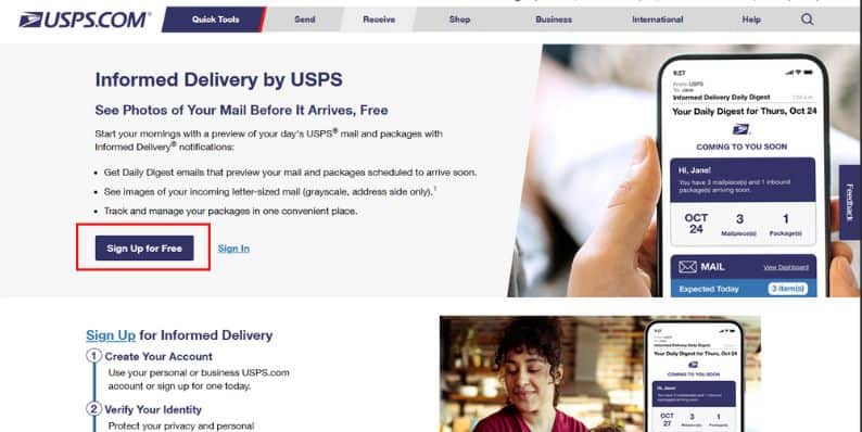 Go to the Informed Delivery website