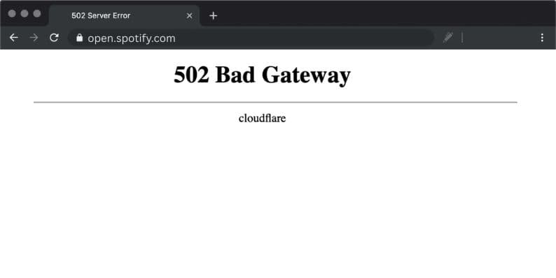 What Does 502 Bad Gateway Mean IN spotify
