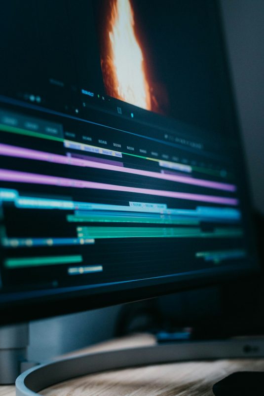 black flat screen computer monitor video editing software timeline proxy editing