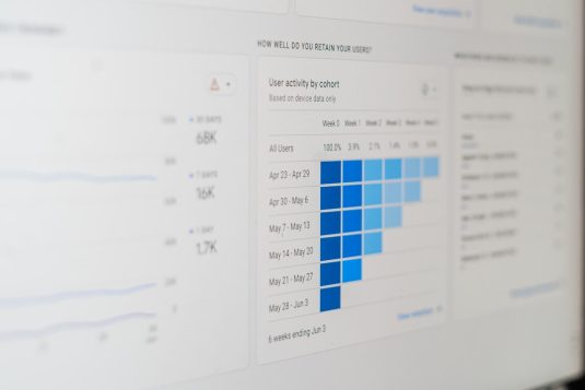 a computer screen with a bar chart on it website analytics, optimize alternative, wordpress dashboard