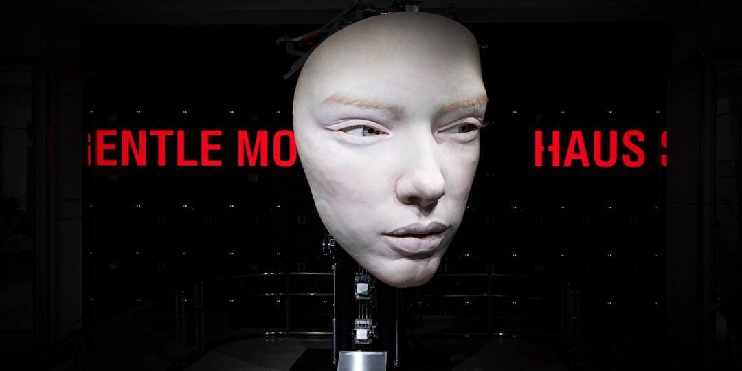a white mannequin’s head with a red sign in the background seamless handoff, human agent, chatbot transition