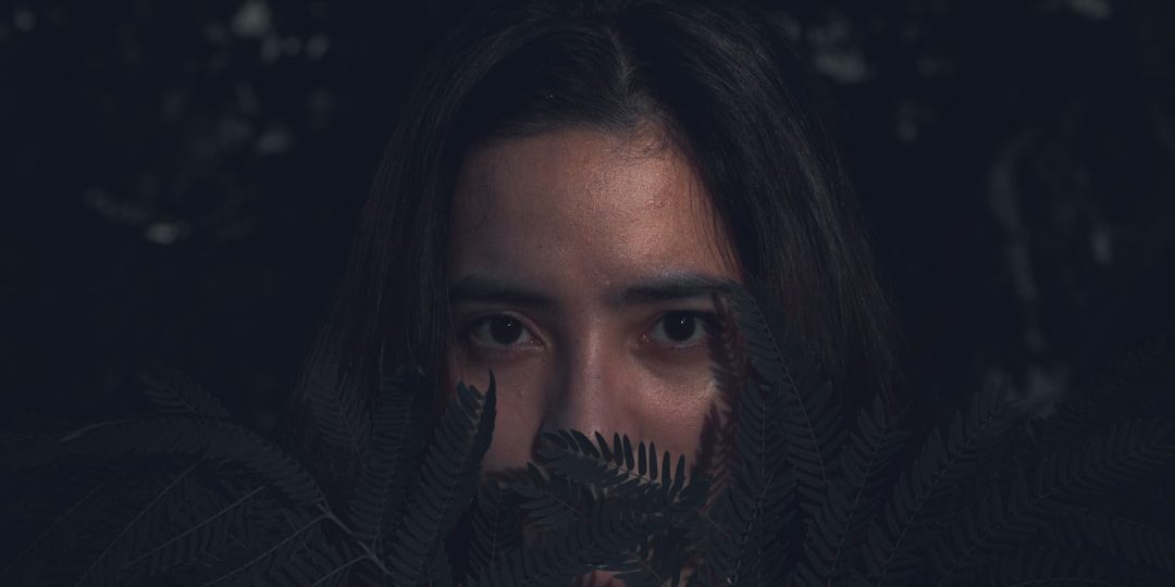 woman in gray knit scarf the witch movie, korean action, anime style