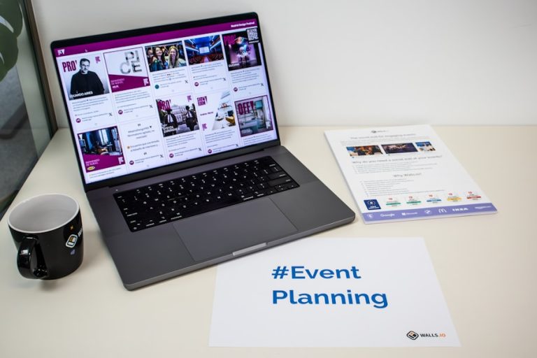 a laptop computer sitting on top of a desk corporate training, online learning, team presentation