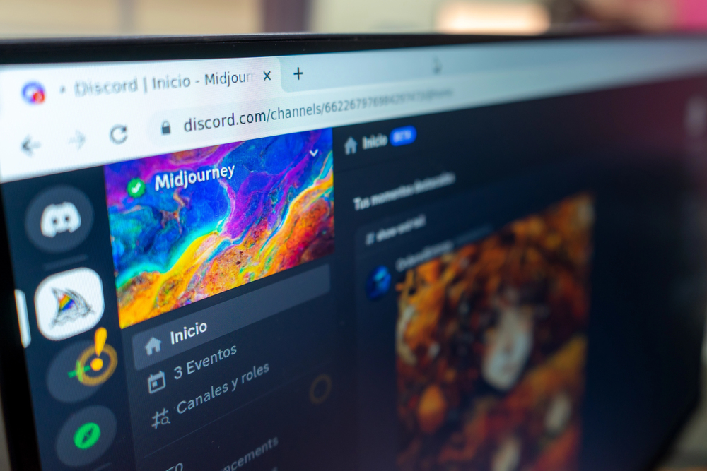 Laptop with MidJourney opened