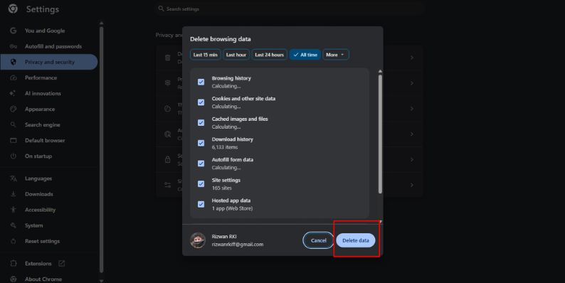 Clear Browser Cache and Temporary Files