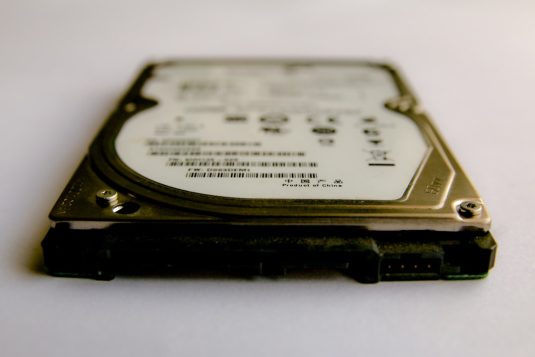 silver and black hard disk drive backup computer disk data